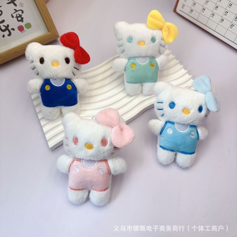 可爱毛绒领结猫咪玩偶挂件卡通粉衣Kt钥匙扣胸针箱包服装饰品配件|undefined