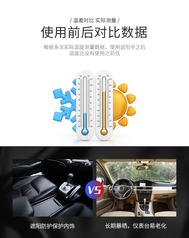 Cross-Border Best-Selling Car Sunshade Umbrella Cover, Easy-To-Carry Car Sunshade Curtain, Outdoor Sun Protection Gadget, Sunshade Shield