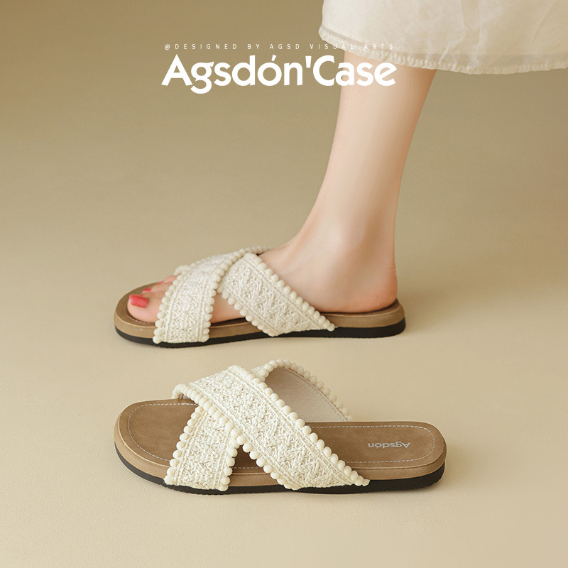 Pantuflas Planas Augu Shiden para Mujer, Estilo Primavera 2026, Estilo Hada Francesa, Pantuflas Frescas Perfectas para Combinar con Vestidos