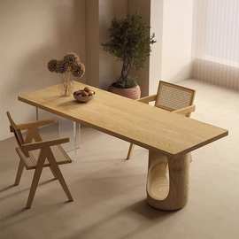 猫洞长桌白蜡木亚克力悬浮餐桌休闲原木待客客厅家用吃饭桌实木