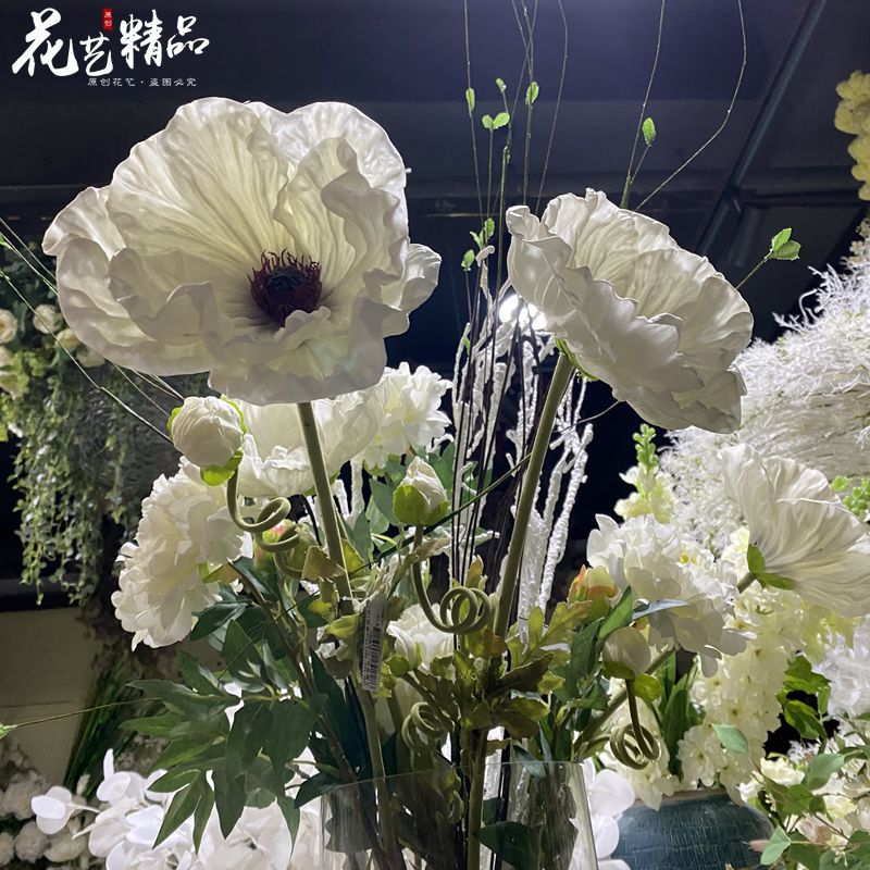 单只长杆软胶虞美人仿真罂粟花假花插花素材田园装饰摆放装饰品仿