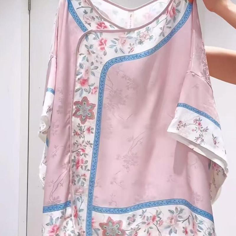 新しい中国風の花柄ジャカードパジャマ、女性用、秋スタイル、ゆったりとした大きいサイズ、屋外で着用可能、ホームウェアセット|undefined