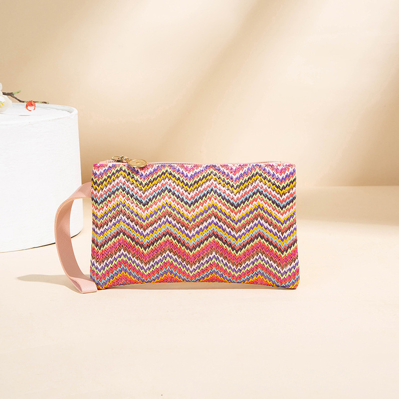 Bolso de mano tipo clutch con estampado fresco de arcoíris tejido, moda 2025, monedero para mujer, envío directo.