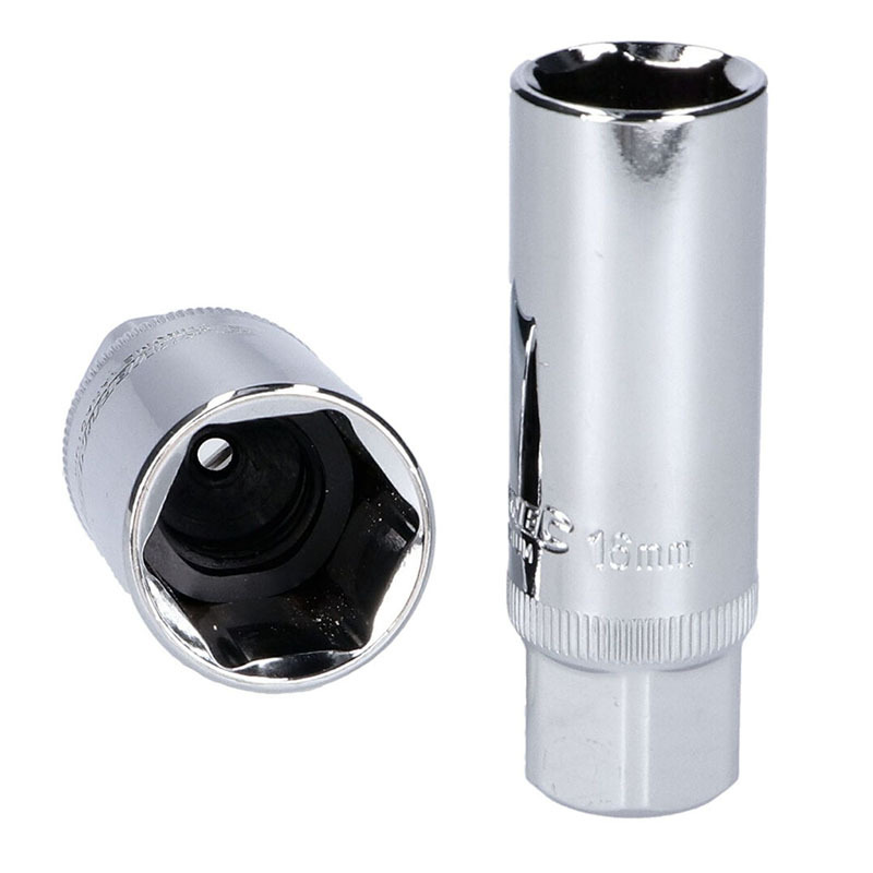 磁性弹片胶套摩托车火花塞拆卸套筒工具英制 3/8六角5/8''13/16''
