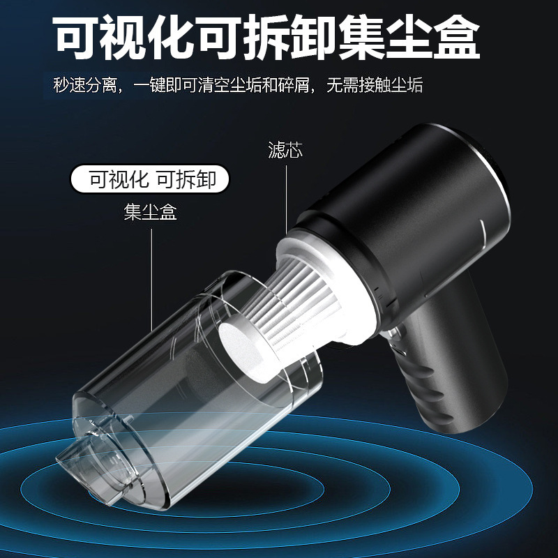 Carefully Selected Car Vacuum Cleaner, Portable Handheld Vacuum Cleaner, Rechargeable, Dual-Use for Home and Car, High Suction Power, High Cleaning Power