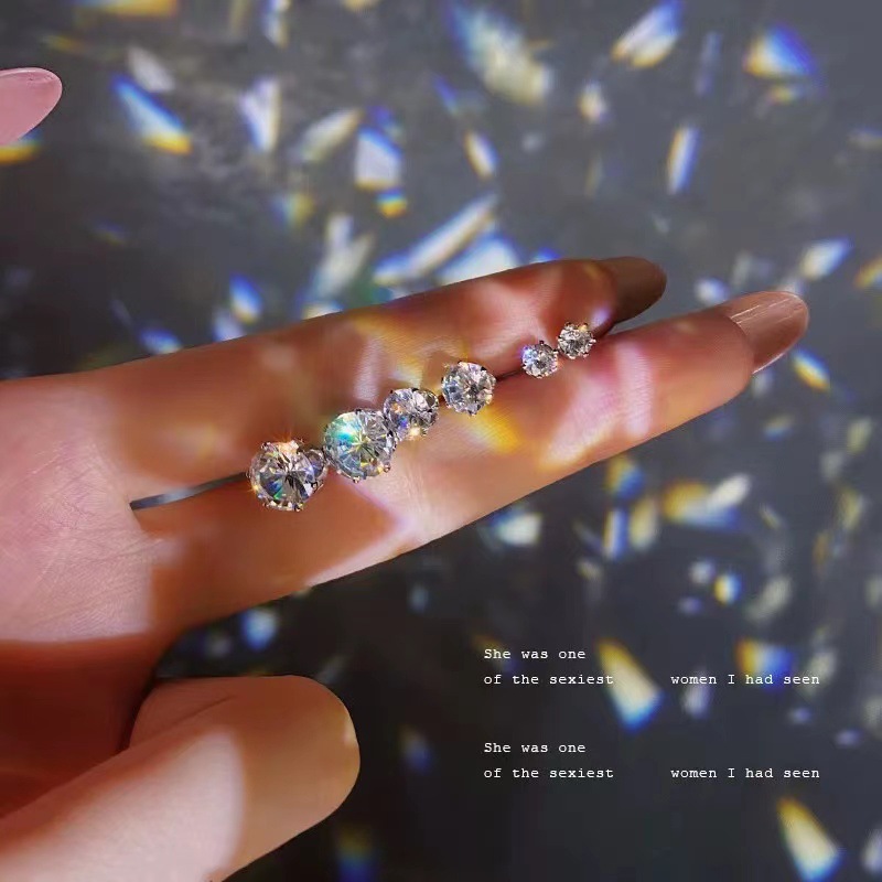 Aguja de plata para levantar agujeros para las orejas, pendientes cocleares sin picar, pendientes de circón femenino, pendientes de orejas pequeñas de sentido avanzado de nicho femenino