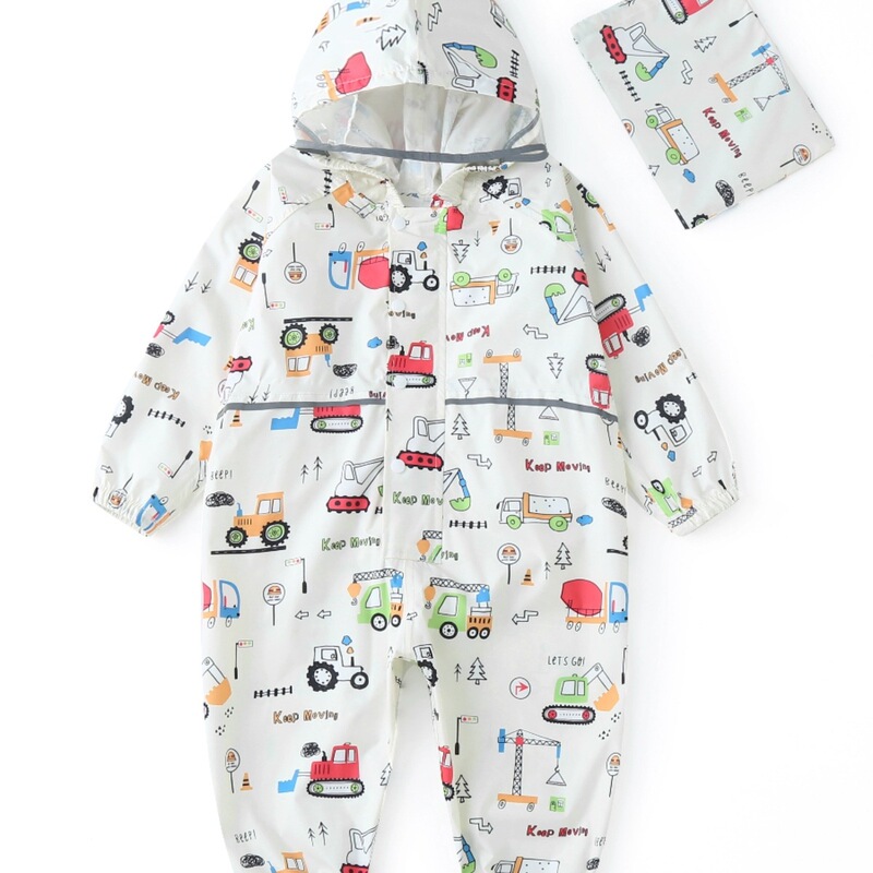 2025 Japanese-Style New Upgraded Cartoon Thin Quick-Dry Jumpsuit Raincoat Children's Protective Rain Poncho Baby Breathable Zipper