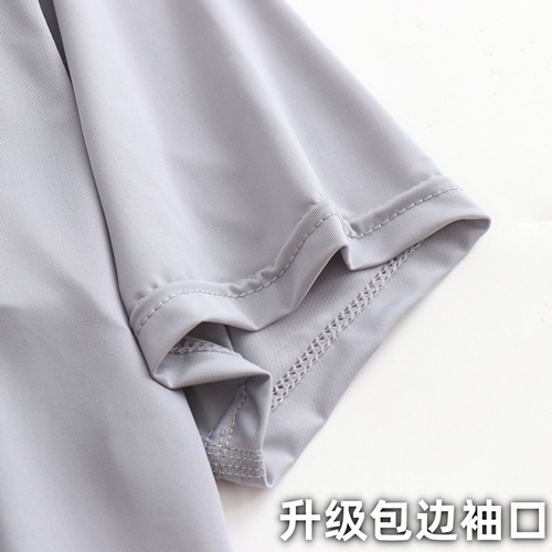 Liquid Ice Fiber [Glossy and Smooth] Plus Summer Style Ultra-Thin Men's Round Neck T-Shirt Short Sleeve High Elasticity Slim Fit