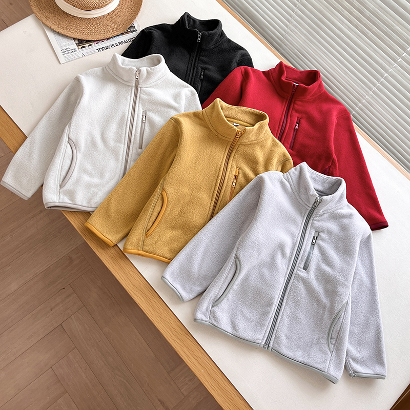 URAZ 童装男女童摇粒绒拉链茄克长袖外套夹克秋冬新款478141