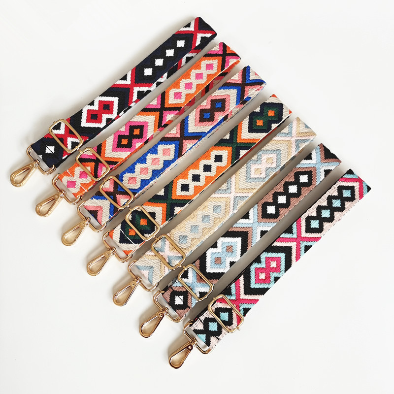 Canvas Material Color Block Pattern All Seasons Canvas Color Block Single Shoulder Strap