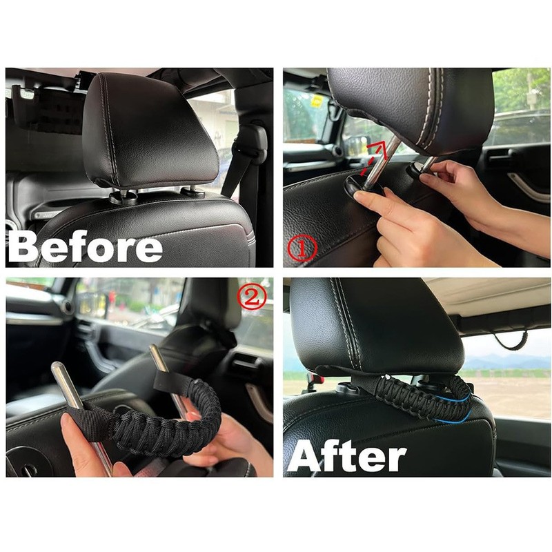 車の後部座席用汎用安全ハンドル、改造された傘紐編みハンドル、汎用対応|undefined