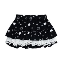 2025美式復古kitty印花半身裙女夏季輕亞風蕾絲拼接蓬蓬蛋糕短裙