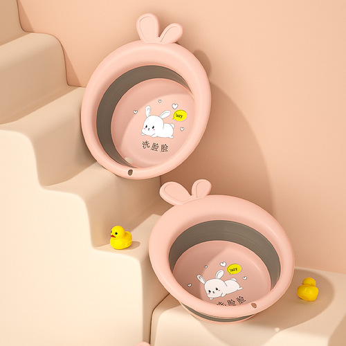 Baby folding basin 3-piece set can be hung to wash face, feet, and butt, children's small basin cartoon cute