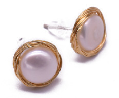 Earrings 925 sterling silver high-end pearl earrings high-end earrings wire winding retro niche design natural