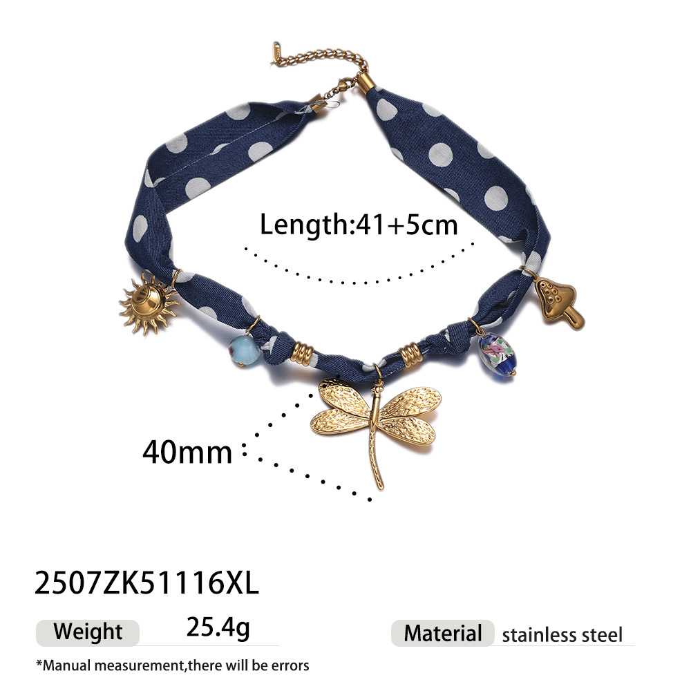 Collar de colgante de acero inoxidable de la UE y los Estados Unidos, collar de mariposa tejido ligero de nicho bufandas de seda, collar de viento de chica dulce y cool