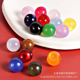 盘扣旗袍珠子圆珠扣中国风唐装辅料树脂仿玉石珠子偏孔厂家现货