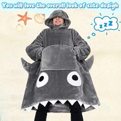 漫画ゆるいパジャマビッグサイズのマント怠け者服サメ大ポケット怠け者服怠け者毛布カップル子供パジャマ