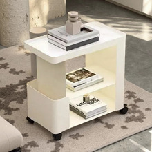 工厂速发可移动金属玻璃茶几带轮零食置物推车侧边床头柜沙发边几