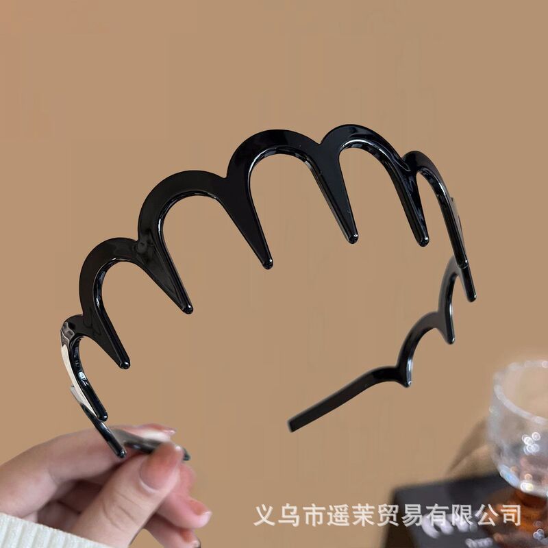 韩系蓬松高颅顶发箍女2025新款波浪带齿洗脸防滑头箍发卡发饰头饰|undefined