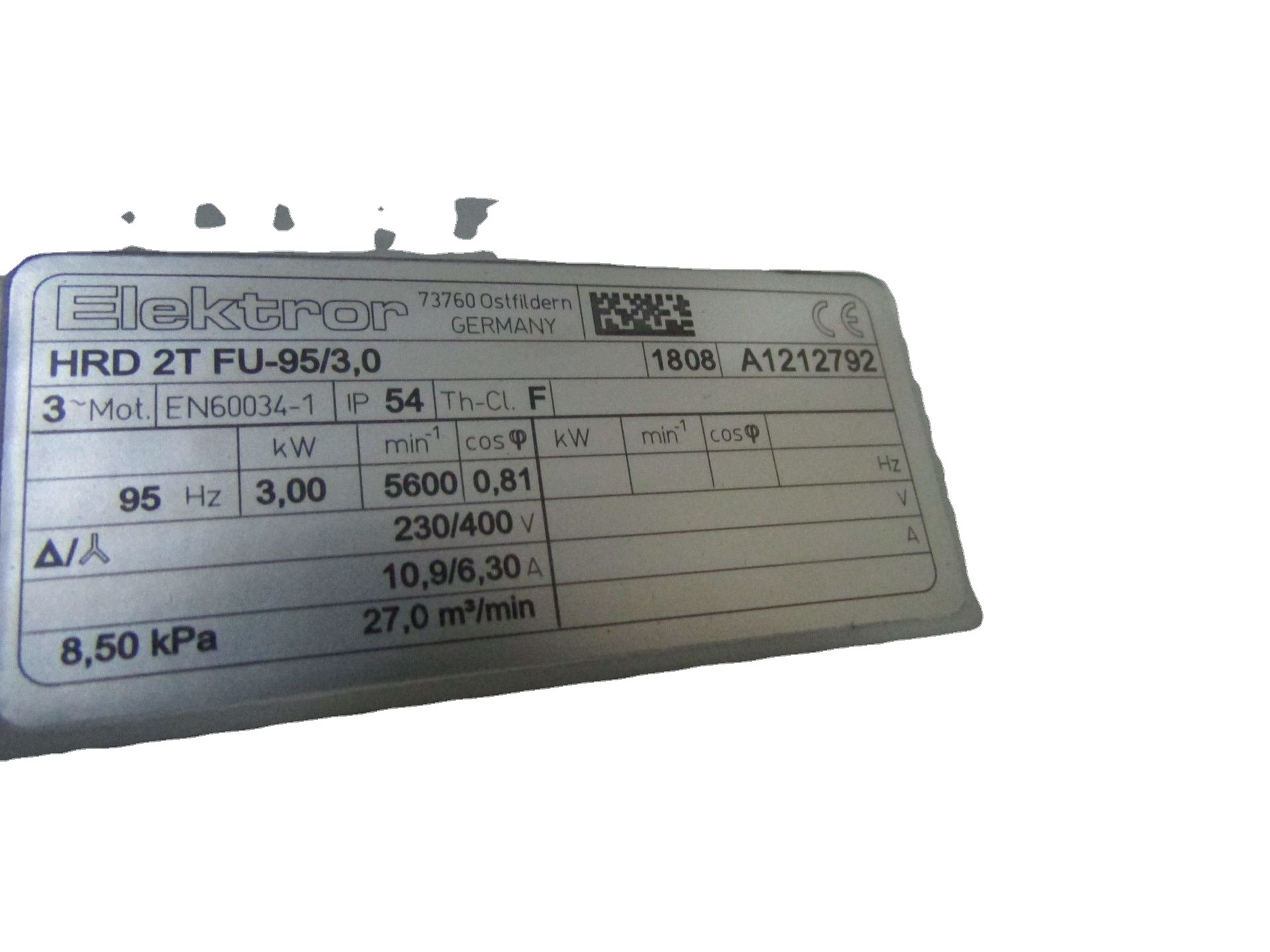 ELEKTROR鼓风机HRD 2 T-FU 95/3.0，HRD65FU100/7.5