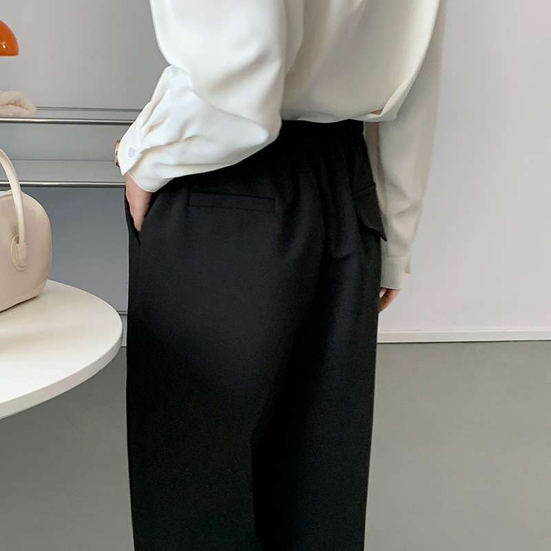 Surging river Bi enters! Straight tube trousers with a sense of sagging and wrinkle resistant cropped pants for women 2022 spring high waist casual pants 0838