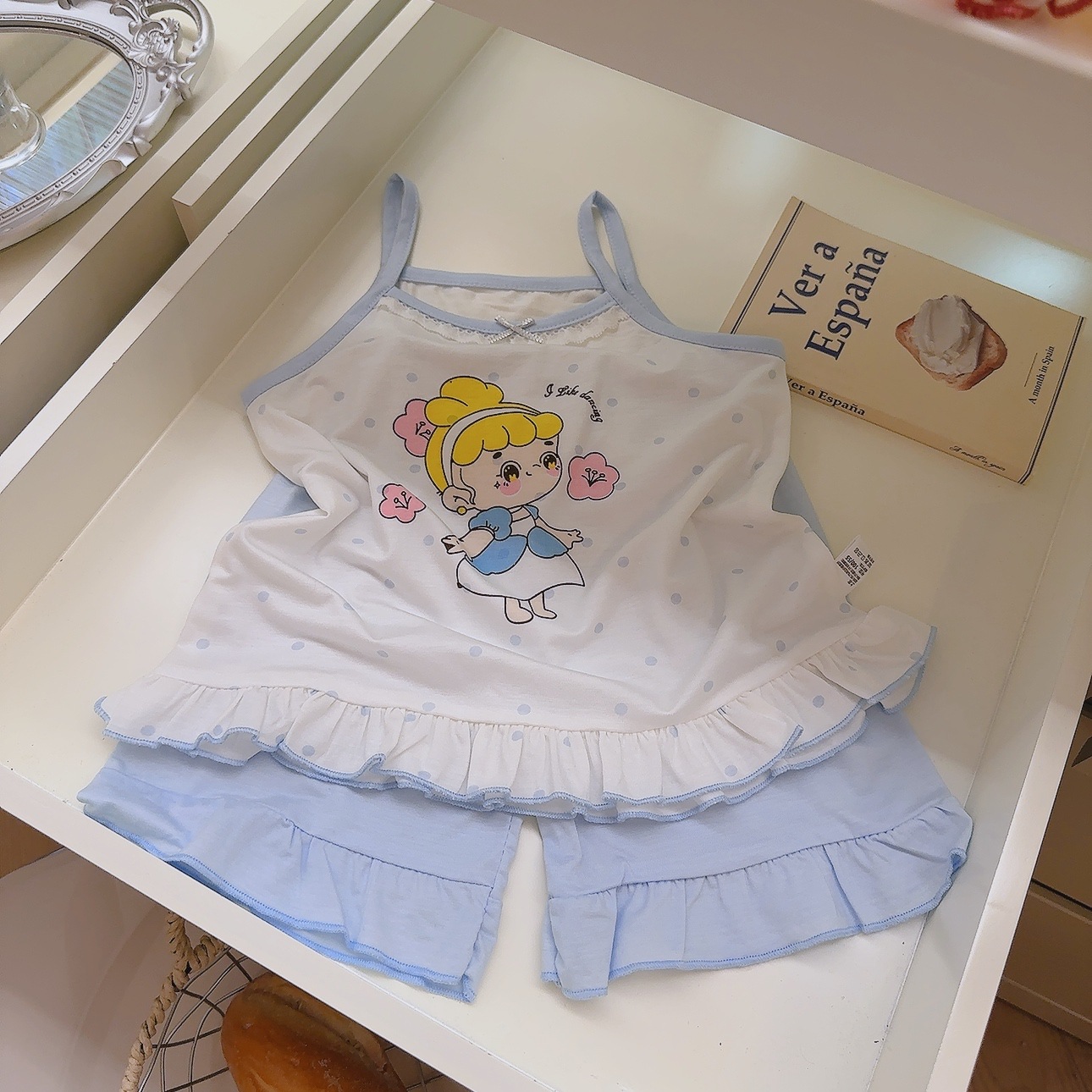 [Su bebé] Traje de honda de verano para niños Lycell Tensit Encaje para niñas Lindo pequeño camisón de princesa