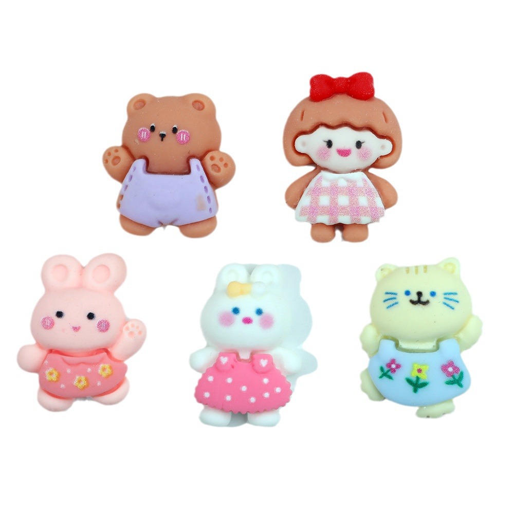 Cartoon animal conejito DIY resina accesorios pegamento crema teléfono móvil Shell agujero zapatos hebilla accesorios para el cabello parche material al por mayor