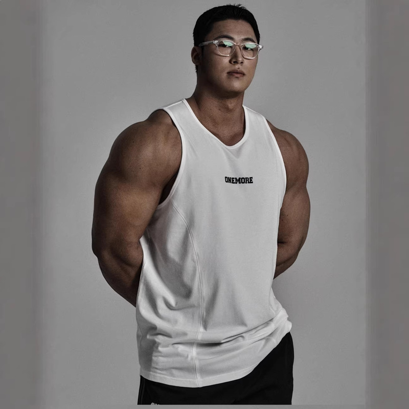 Muscle Fitness Training Loose-Fitting Warm-Up Sleeveless Top Men's Vest Wide-Shoulder Basketball Sports Jersey Tank Top Basketball Uniform