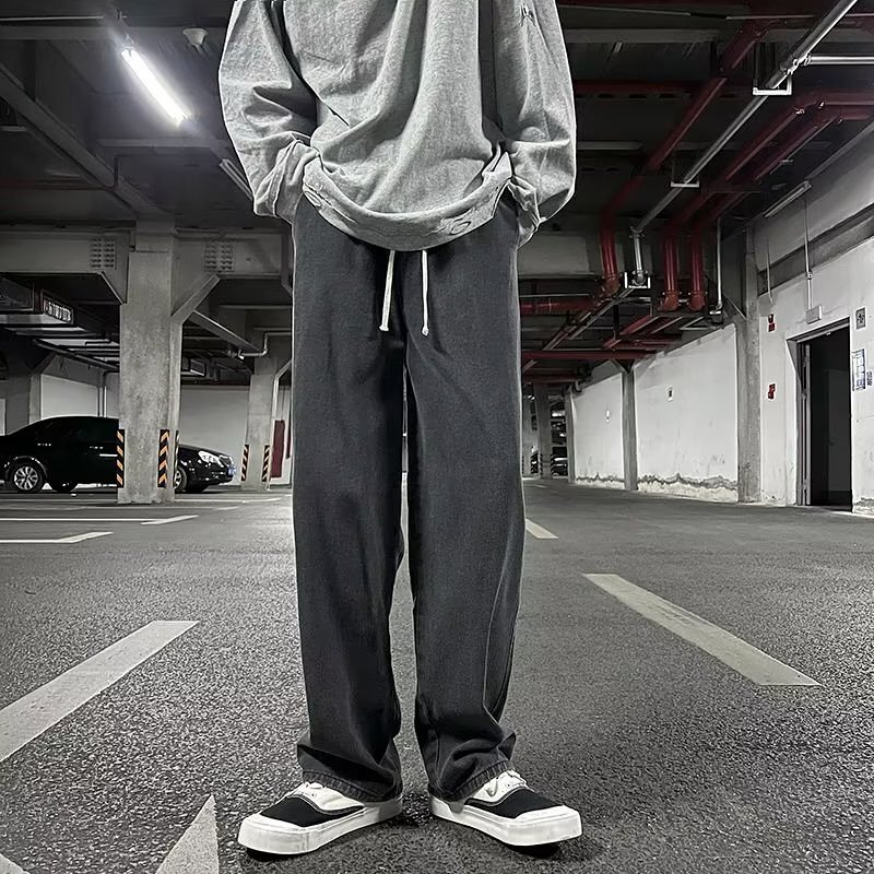 Jeans men's spring and autumn loose straight dad pants versatile Korean style wide leg pants youth workwear casual pants Jeans men's spring and autumn loose straight dad pants versatile Korean style wide leg pants youth workwear casual pants