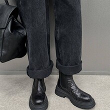 基础款～厚底短靴2024羊皮后拉链切尔西靴现货猪皮里四季款马丁靴