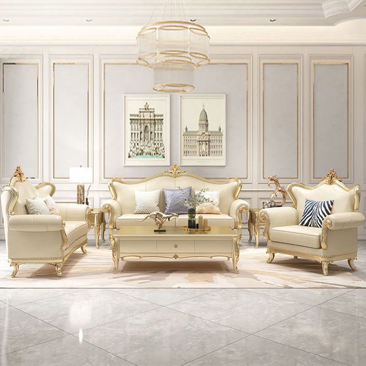 美式轻奢真皮沙发组合简欧客厅整装别墅欧式奢华实木沙发法式家具