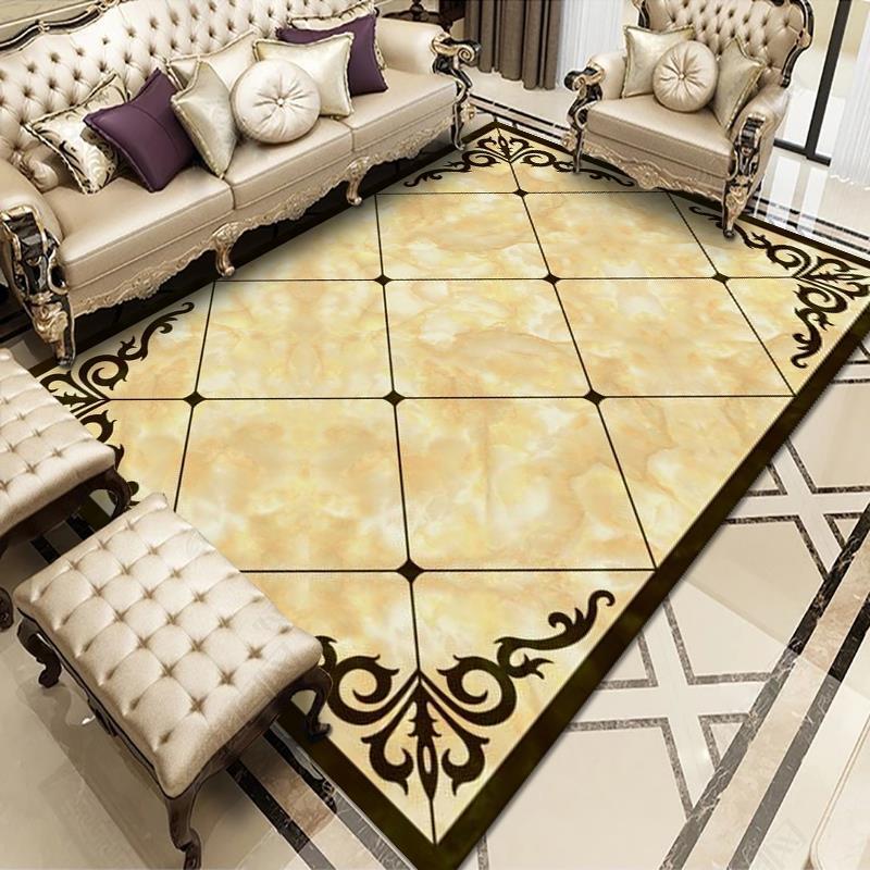 Alfombra de estilo europeo retro para sala de estar, alfombra para sofá y mesa de centro, alfombra de terciopelo cristalino, alfombra resistente al desgaste y de fácil cuidado para estudio.