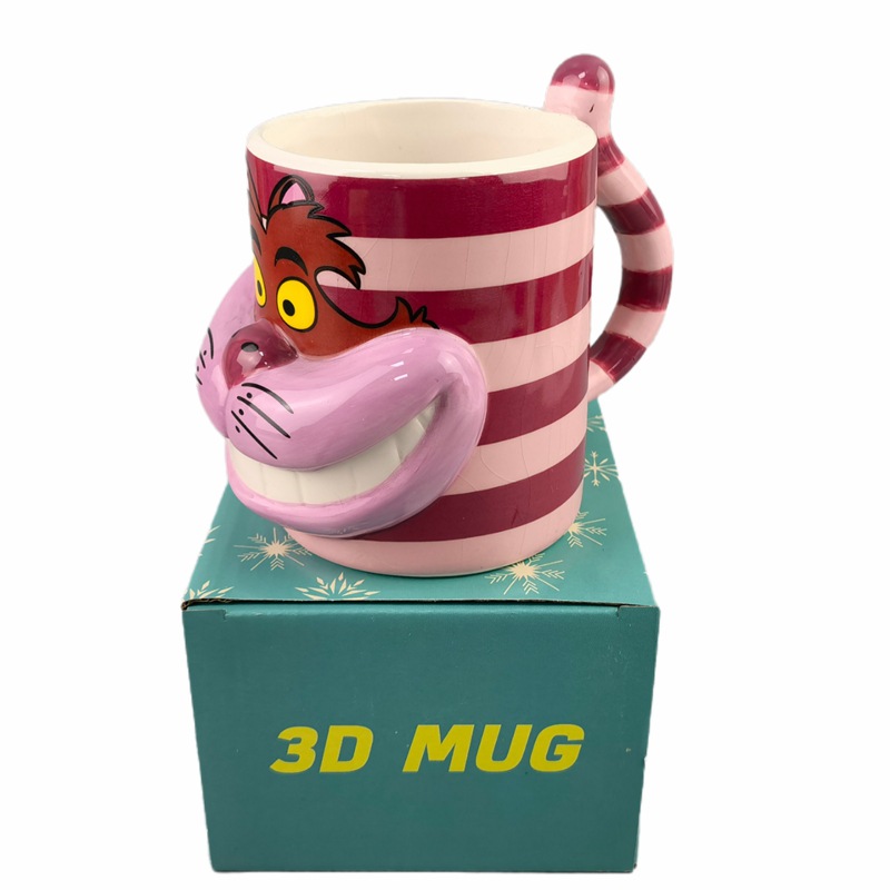 Lindo Super lindo gato taza Cheshire gato 3D 3D de dibujos animados Rosa maravilloso gato desayuno beber taza de leche