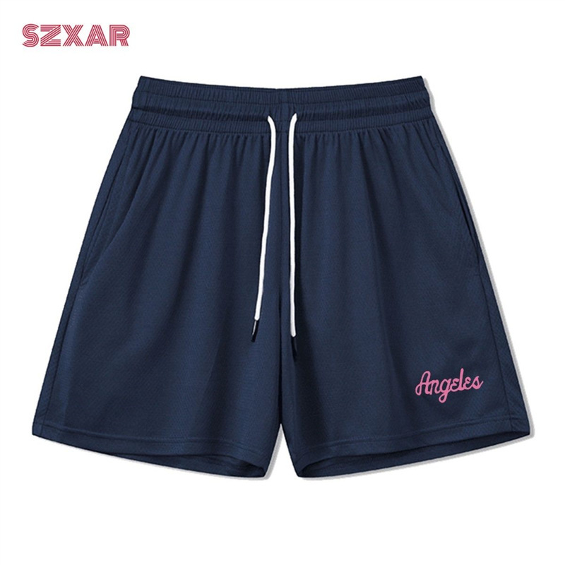 Los Angeles American Letter Print Small Label Pure Color Quarter Pants Single Layer Quick-Drying Mesh Shorts Basketball Sports Training
