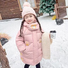 加厚保暖中长款连帽棉袄冬装棉衣外套2025新款洋气可爱厚外套女童