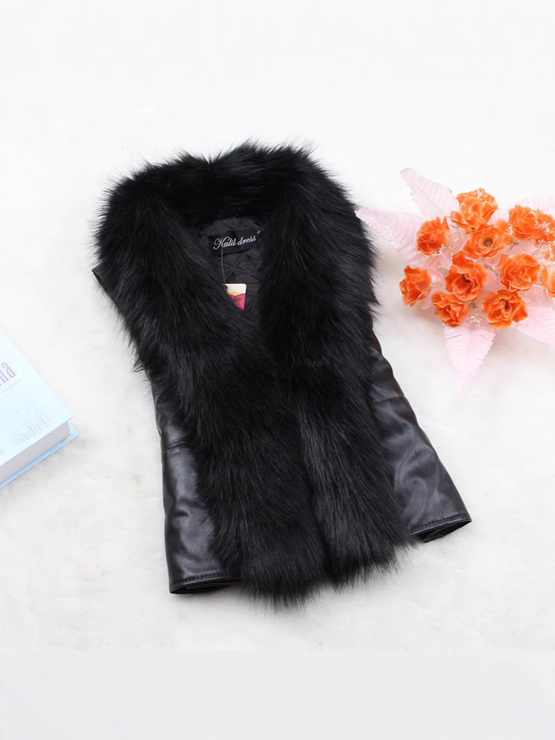 AliExpress falso Cuello de piel de mapache Chaleco corto de las mujeres Otoño e Invierno algodón Delgado Chaleco de piel sintética chaleco