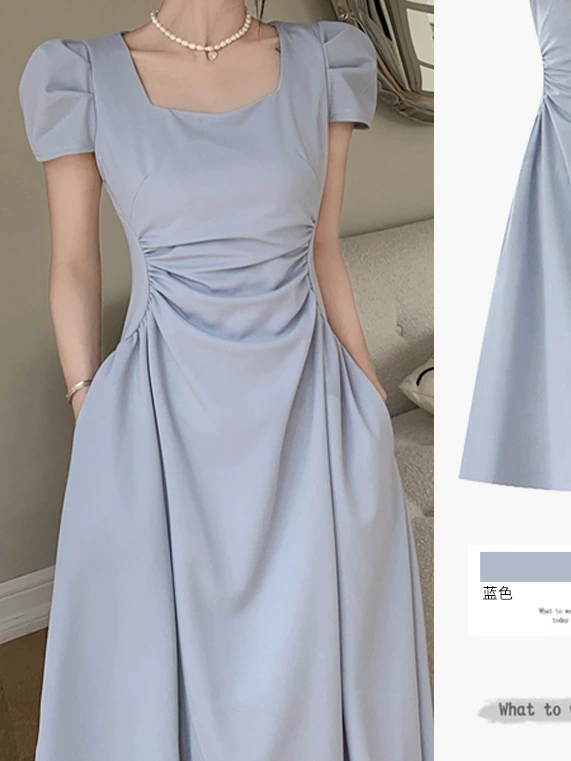 Синее платье для женщин больших размеров во французском стиле Хепберн, летняя модная одежда, очень красивая юбка для похудения мм