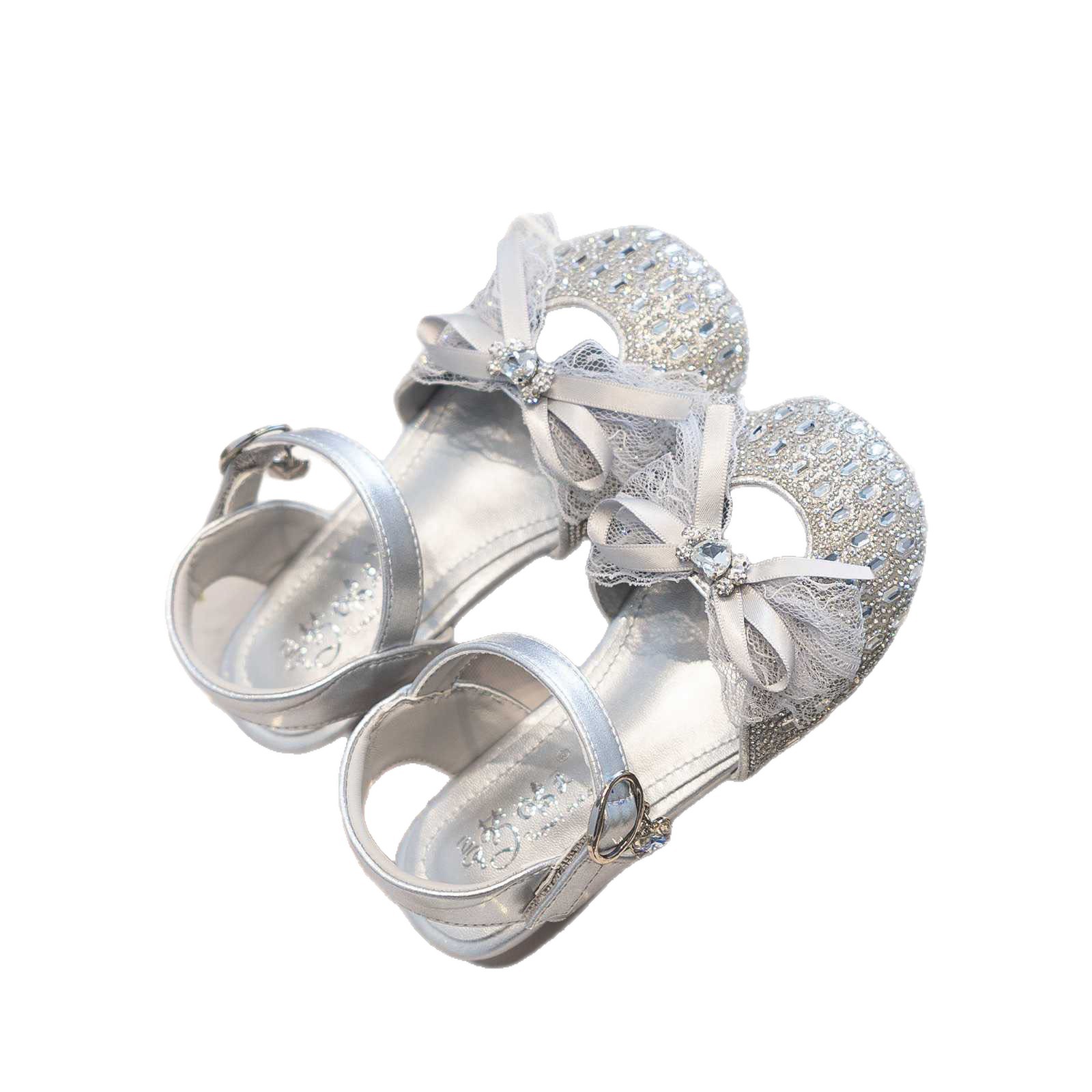 Zapatos casuales de moda para niñas versátiles verano 2026 nuevos zapatos de cristal de diamante de arco para niños zapatos de princesa huecos image 6