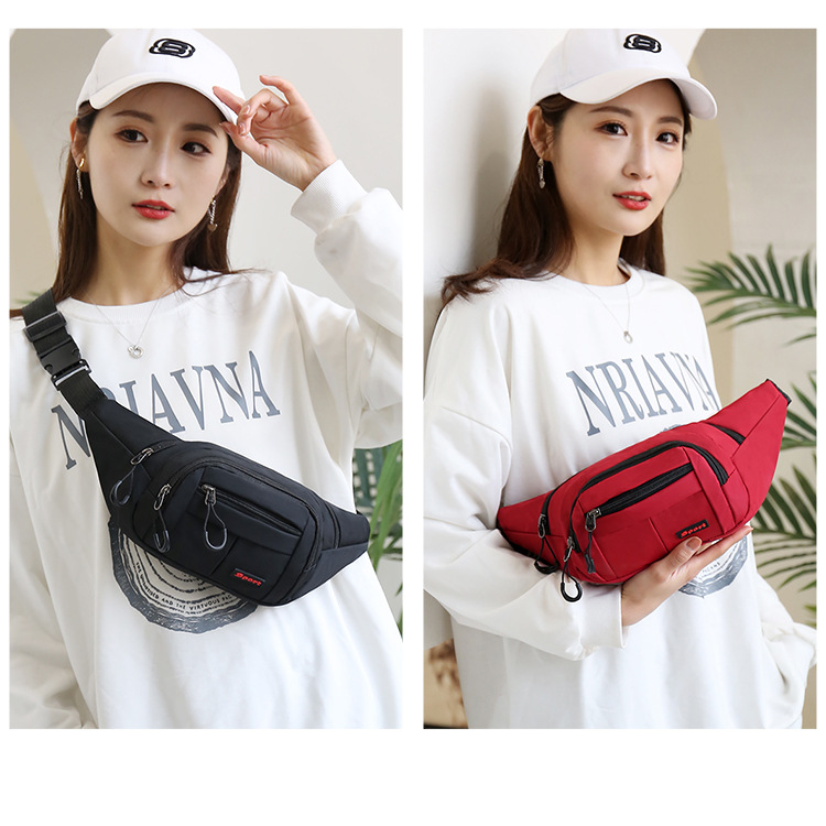 Nylon fashionable sports waist bag, multi-functional fitness crossbody chest bag, outdoor cycling close-fitting mobile phone anti-theft waist bag undefined