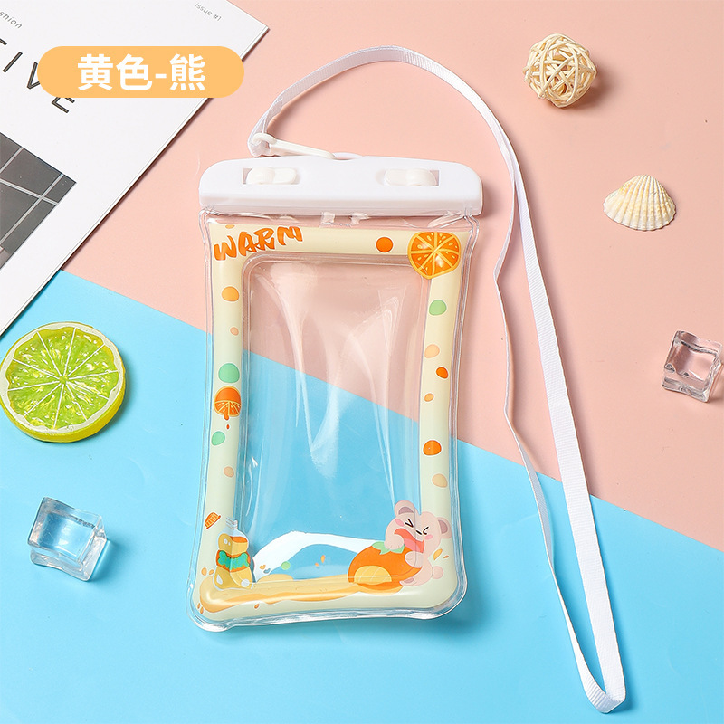 携帯電話防水バッグ、密閉型、タッチスクリーン、水泳、水中写真、ダイビング、ラフティング、エアバッグ付き首吊り漫画携帯電話ケース|undefined
