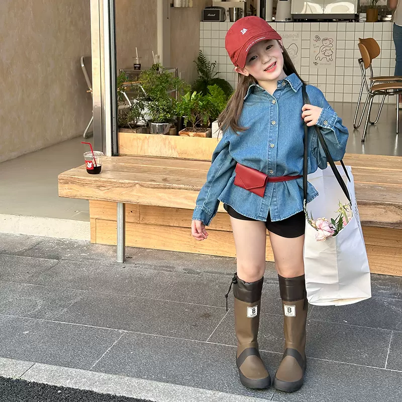 艾摩贝贝儿童牛仔衬衫2025秋季新品男女童洋气刺绣休闲夹克外套潮