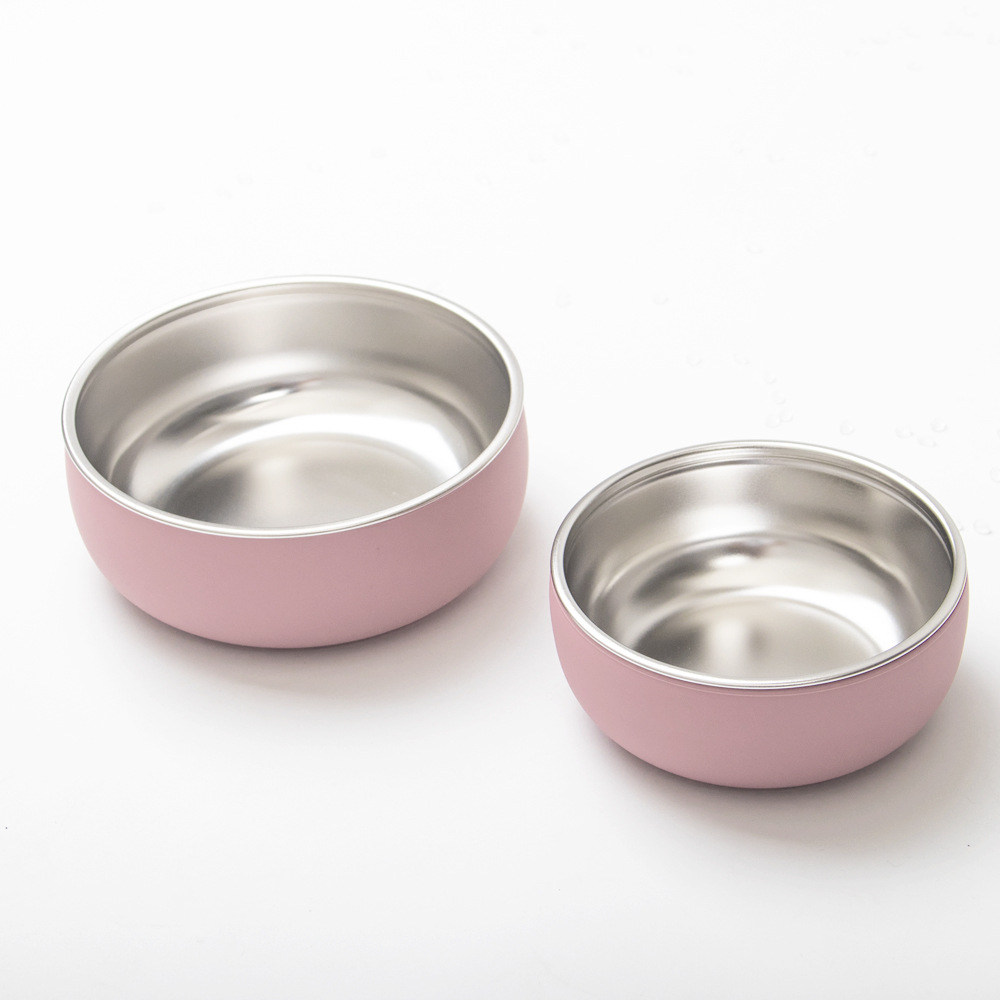 Big and small round bowl pink