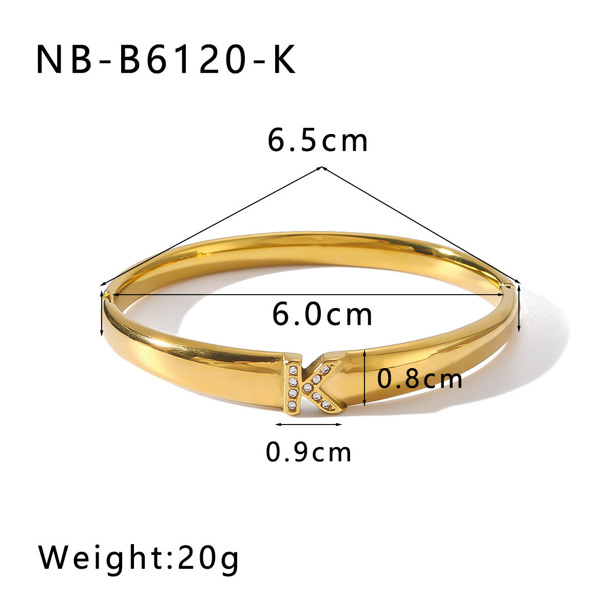 Women's Gender IG Style Simple Style Letter 304 Stainless Steel 18K Gold Plated Zircon Bangle In Bulk