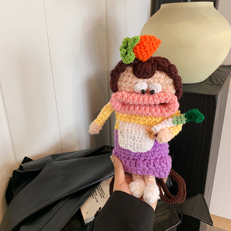 Bolsos de hombro de dibujos animados japoneses para niños y niñas feos y lindos, extraños bolsos de mochila para niños con cabeza de rábano 2024 nuevos bolsos para niños