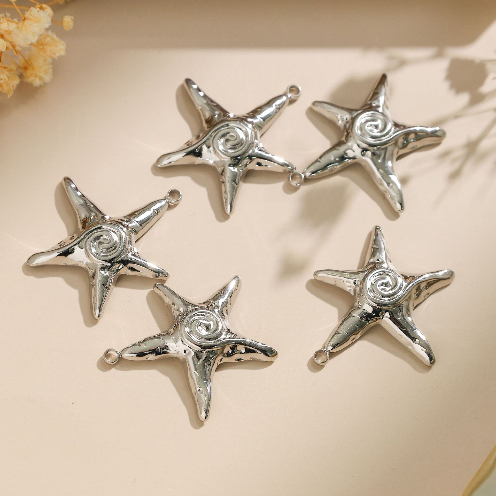 5 PCS/Package Quantity 304 Stainless Steel Material 5 PCS/Package 304 Stainless Steel Splicing Starfish Pendant DIY Ornament Accessories Earrings Brooches