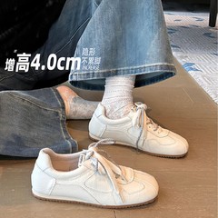 软皮版~厚底内增高德训鞋2025秋季新款阿甘鞋女休闲鞋百搭小白鞋