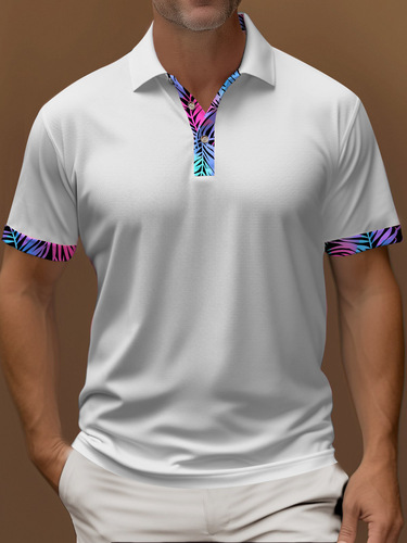 Men's polo shirt New style neckline cuff contrasting color business casual summer polo shirt short-sleeved men