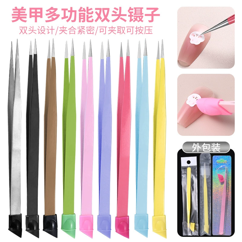 Маникюрный силиконовый пинцет Нажмите на липкий дрель пинцет, чтобы позиционировать цветной пинцет