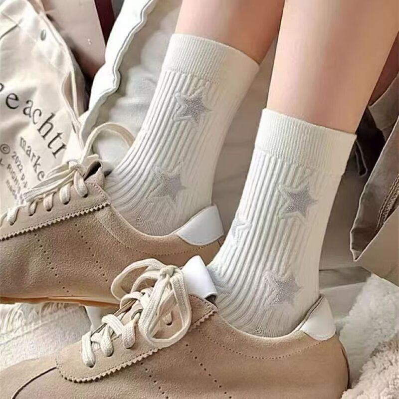 Socks Women's Mid-Calf Socks Star Style Black and White Gray Combed Cotton Sports Socks Spring and Autum Preppy Style Stockings Pure Cotton Socks Socks Women's Mid-Calf Socks Star Style Black and White Gray Combed Cotton Sports Socks Spring and Autum Preppy Style Stockings Pure Cotton Socks
