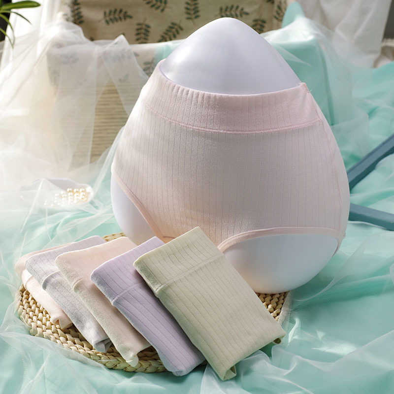 Ropa interior de mujer al por mayor 40 ropa interior de mujer de algodón peinado color sólido alto punto de algodón elástico de cintura alta más ropa interior de mujer de algodón de tamaño